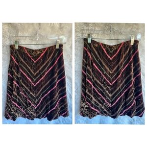 Boston Proper Vintage Embroidered Velvet Silk Blend Skirt - Small